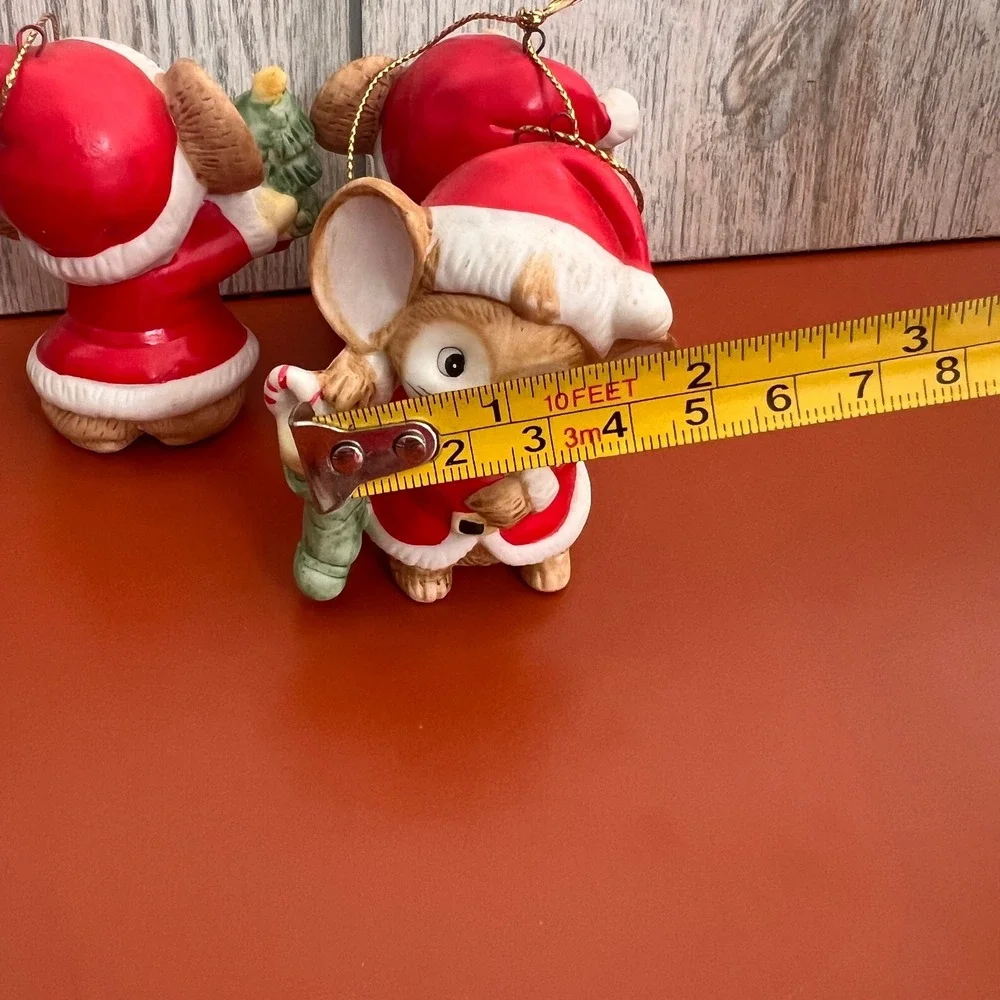 Homco Vintage Christmas Mouse Ornaments Set of 3 Ceramic Santa Mice 5252 Red